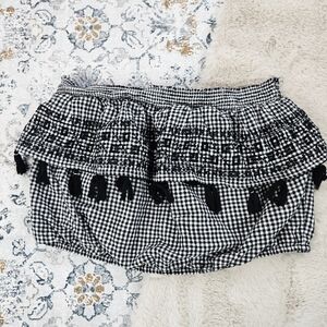 American Eagle Outfitters Black White Gingham Crop Strapless Top XL